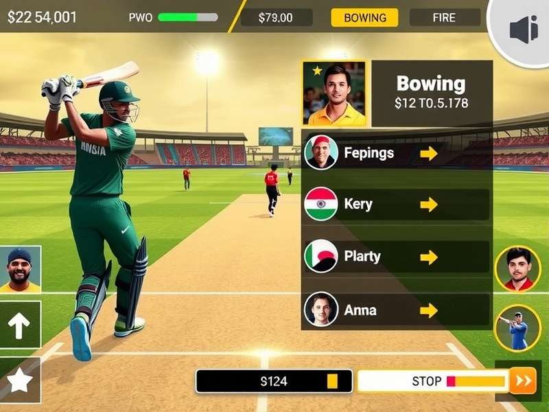Cricket Dream Warriors bowling interface showing different delivery options